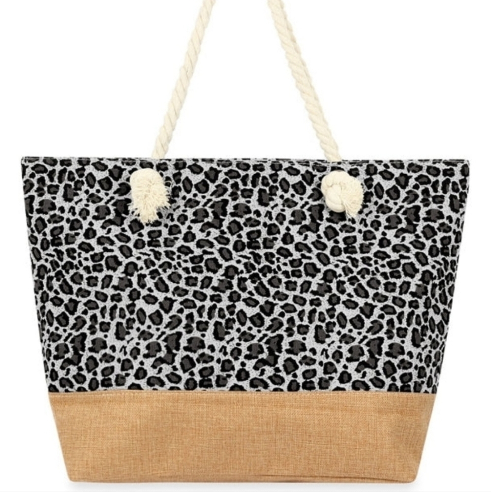 White Leopard Print Tote